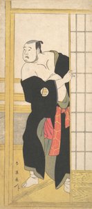 Asao Tamesaburo som en stark man med en grön kimono, ca. 1795.