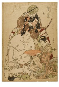 Edo Triptych, ca 1743-1812 (träblock på papper) av Katsukawa Shunei