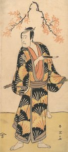 Skådespelaren Ichikawa Komazo II håller en rökrör, 1762-1819.