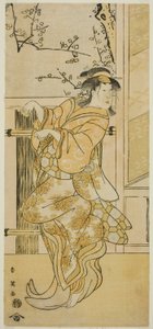 Skådespelaren Segawa Kikunojo III som Kojoro-gitsune (kvinnlig räv) förklädd till Omiki i pjäsen Komachi-mura Shibai no Shogatsu, uppförd på Nakamura-teatern i den elfte månaden 1789 av Katsukawa Shun
