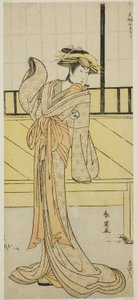 Skådespelaren Segawa Kikunojo III som Okaru i pjäsen Kanadehon Chushingura, uppförd på Morita-teatern under den åttonde månaden 1787 av Katsukawa Shun
