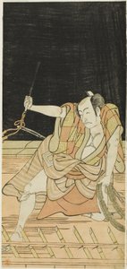 Skådespelarna Nakamura Nakazô I som Danshichi Kurobei och Ichikawa Danjûrô V som Issun Tokubei i "Osakas spegel under sommarfestivalen" ("Natsu MatsuriNaniwa Kagami")