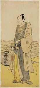 Skådespelaren Ichikawa Danjuro V som Tambaya Suketaro i pjäsen On