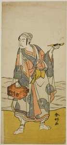 Skådespelaren Ichikawa Yaozo II som båtföraren Jirosaku i pjäsen Oyafune Taiheiki, uppförd på Ichimura-teatern i den elfte månaden 1775