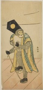 Skådespelaren Ichimura Uzaemon IX som apa i pjäsen Mitsu Ningyo Yayoi no Hinagata, uppförd på Nakamura-teatern under andra månaden 1785 av Katsukawa Shunkо̄