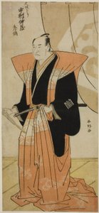 Skådespelaren Nakamura Nakazo I hälsar på publiken när han återvänder från Osaka av Katsukawa Shunkо̄