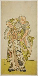 Skådespelaren Sakata Hangoro II som Hige no Ikyu i pjäsen Shida Yakata Yotsugi no Hikibune, uppförd på Ichimura-teatern under den femte månaden 1782 av Katsukawa Shunkо̄