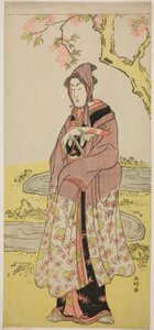 Skådespelaren Segawa Kikunojo III som Kumenosuke i pjäsen Keisei Natori Soga, uppförd på Kiri-teatern under den andra månaden 1788 av Katsukawa Shunkо̄