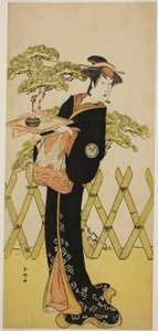 Skådespelaren Segawa Tomisaburo II som Lady Masago (Masago Gozen) () i pjäsen Genji Saiko Kogane no Tachibana (), uppförd på Ichimura-teatern () i den elfte månaden 1788 () av Katsukawa Shunkо̄