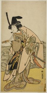 Skådespelaren Yamashita Kinsaku II som Lady Kikusui (Kikusui Gozen) i pjäsen Kaeribana Eiyu Taiheiki, uppförd på Nakamura-teatern i den elfte månaden 1779 av Katsukawa Shunkо̄