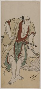 Otani Hiroji III som en samuraj som står bredvid en bäck av Katsukawa Shunko