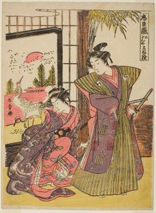 Akt två: The House of Kakogawa Honzo från pjäsen Chushingura (Treasury of Loyal Retainers) av Katsukawa Shunsho