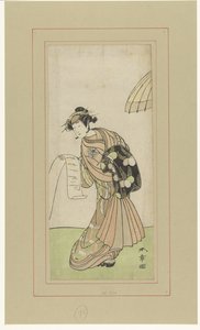 Skådespelaren Yamashita Kinsaku II i rollen som kurtisan Agemaki av Katsukawa Shunsho