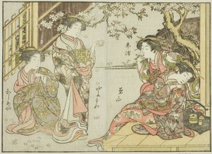 Courtesans of the Asahimaruya, från boken "Mirror of Beautiful Women of the Pleasure Quarters (Seiro bijin awase sugata kagami)," vol. 1 av Katsukawa Shunsho