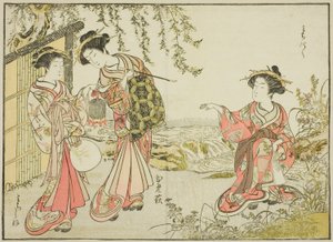 Kurtisaner från Kadotsutaya, från boken "Mirror of Beautiful Women of the Pleasure Quarters (Seiro bijin awase sugata kagami)," vol. 1 av Katsukawa Shunsho