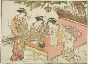 Courtesans of the Yadaya, från boken "Mirror of Beautiful Women of the Pleasure Quarters (Seiro bijin awase sugata kagami) av Katsukawa Shunsho