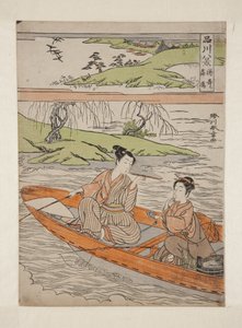 Nedfallande gäss vid Suzaki (Suzaki rakugan) (trätryck i färg) av Katsukawa Shunsho