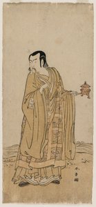 Ichimura Uzaemon IX som Shingen i A String of Prayer Beads Shaken at a Ribbon of Waterfall av Katsukawa Shunsho