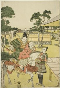 Musashi Book Benkei B Hayashi gs Te Ka p Companion d och Sabo Uiharu och Yoshitsune Te Pay Horikawa Land Figur Uki-e 2 ark i rad av Katsukawa Shunsho