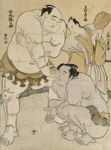 P re parathion s fore tch beto een Onagawa Uki Saburo draft d Tanikaze Kajinosuke, domare d av Kimura Shosuke av Katsukawa Shunsho