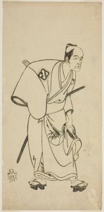 Skådespelaren Arashi Otohachi I som Hotei Ichiemon i pjäsen Ayatsuri Kabuki Ogi, framförd på Nakamura Theatre i den sjunde månaden, 1768 av Katsukawa Shunsho