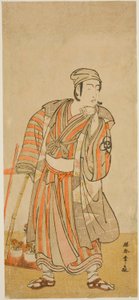 Skådespelaren Bando Mitsugoro I som Taira no Tadamori förklädd till en krukväxtförsäljare i pjäsen Sakuya Kono Hana no Kaomise, framförd på Nakamura-teatern den elfte månaden, 1776 av Katsukawa Shunsho