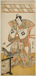 Ichikawa Dan Juro V As Ashikaga Takauji-medlem Te Pay Kaerihana Eisuke Taiheiki, framförd på Te Nakamura Tee-medlem Te Eventh Gate, 1779 av Katsukawa Shunsho