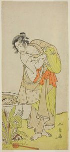 Skådespelaren Ichikawa Danjuro V som Soga no Dozaburo (?) i pjäsen Shida Yuzuriha Horai Soga (?), framförd på Morita Theatre (?) under den första månaden, 1775 (?) av Katsukawa Shunsho