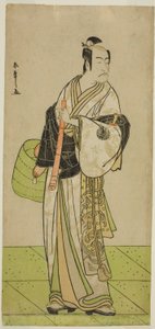 Skådespelaren Ichikawa Ebizo som Kudo Suketsune förklädd till en Komuso i pjäsen Waka Murasaki Edokko Soga, framförd på Ichimura Theatre under den första månaden, 1792 av Katsukawa Shunsho