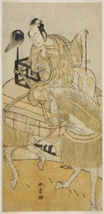 Skådespelaren Matsumoto Koshiro IV som Ogata no Saburo förklädd till Matsuura Saemon i pjäsen Ichi no Tomi Tsuki no Kaomise, framförd på Morita-teatern under elfte månaden, 1774 av Katsukawa Shunsho