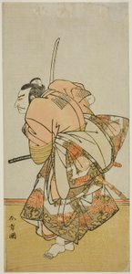 Skådespelaren Nakamura Nakazo I som Chinzei Hachiro Tametomo i pjäsen Hana-zumo Genji Hiiki, framförd på Nakamura Theatre i den elfte månaden, 1775 av Katsukawa Shunsho