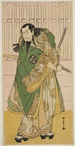 Skådespelaren Nakamura Nakazo I som Hige no Ikyu i pjäsen Nanakusa Yosooi Soga, framförd på Nakamura Theatre i den femte månaden, 1782 av Katsukawa Shunsho