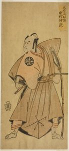 Skådespelaren Nakamura Nakazo I som Osada no Taro (?) i pjäsen Ima o Sakari Suehiro Genji (?), uppträdde på Nakamura-teatern (?) under elfte månaden, 1768 (?) av Katsukawa Shunsho