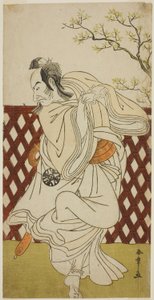 Skådespelaren Nakamura Nakazo I som Sakon-gitsune i pjäsen Hana-zumo Genji Hiiki, framförd på Nakamura Theatre i den elfte månaden, 1775 av Katsukawa Shunsho