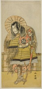 Nakamura Nakazo I som Takechi Jubei Mitsuhide i pjäsen Shusse Taiheiki, uppförd på Nakamura Theatre under den åttonde månaden, av Katsukawa Shunsho