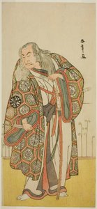 Skådespelaren Nakamura Nakazo I som svärdmästaren Takuma Genryu (?) i pjäsen Edo no Fuji Wakayagi Soga (?), framförd på Nakamura-teatern (?) under den första månaden, 1789 (?) av Katsukawa Shunsho
