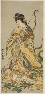 Skådespelaren Nakamura Noshio I som gudarna Benzaiten av Enoshima i pjäsen Onno Aruji Hatsuyuki no Sekai, framförd på Morita-teatern under den elfte månaden, 1773 av Katsukawa Shunsho