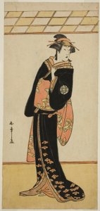 Skådespelaren Nakamura Riko I som Lady Manko (Manko Gozen) (?) i pjäsen Soga Musume Choja (?), framförd på Nakamura-teatern (?) under den första månaden, 1784 (?) av Katsukawa Shunsho