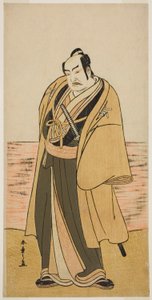 Nakamura Sukegoro II som Kaminari Shokuro i pjäsen Hatsumombi Kuruwa Soga, som spelades på Nakamura Theatre under andra månaden, av Katsukawa Shunsho
