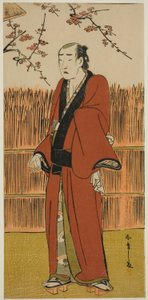 Onoe Matsusuke I som Baramon no Kichi i pjäsen Hatsumombi Kuruwa Soga, som spelades på Nakamura Theatre under den första månaden, av Katsukawa Shunsho