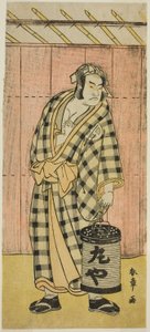 Otani Hiroji III som Maruya Gorohachi i pjäsen Kotobuki Banzei Soga, uppförd på Ichimura Theatre under den femte månaden, av Katsukawa Shunsho