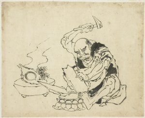 Zen Monk Brinnande Bild av Buddha (T