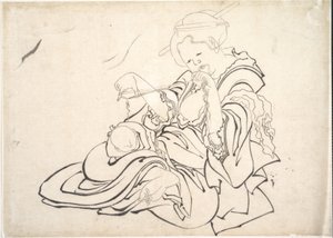 En kvinna och ett spädbarn av Katsushika Hokusai