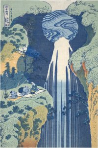 Amida Waterfall Deep in the Distance på Kiso Road, från serien Tour of Waterfalls in Various Provinces av Katsushika Hokusai