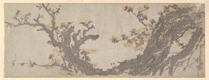 Ett gammalt plommonträd i blom av Katsushika Hokusai