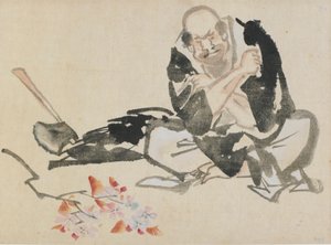 Buddhistisk allegori om en präst som bränner körsbärsgrenar, sent 1700-tidigt 1800-tal. av Katsushika Hokusai
