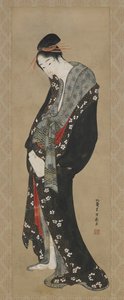 Kurtisan, Edo-perioden (bläck och färg på papper) av Katsushika Hokusai