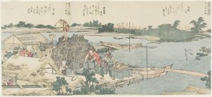 Kran- och tallfältet vid Shirahige, Taya vid Hashiba av Katsushika Hokusai