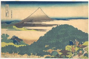 ”Kudde-tallen vid Aoyama” (Aoyama enza no matsu), ur serien ”De trettiosex vyerna av berget Fuji” (Fugaku sanjūrokkei) av Katsushika Hokusai
