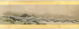 Detalj av Handscroll med diverse bilder, Edo Period, 1839 bläck och färg på papper
